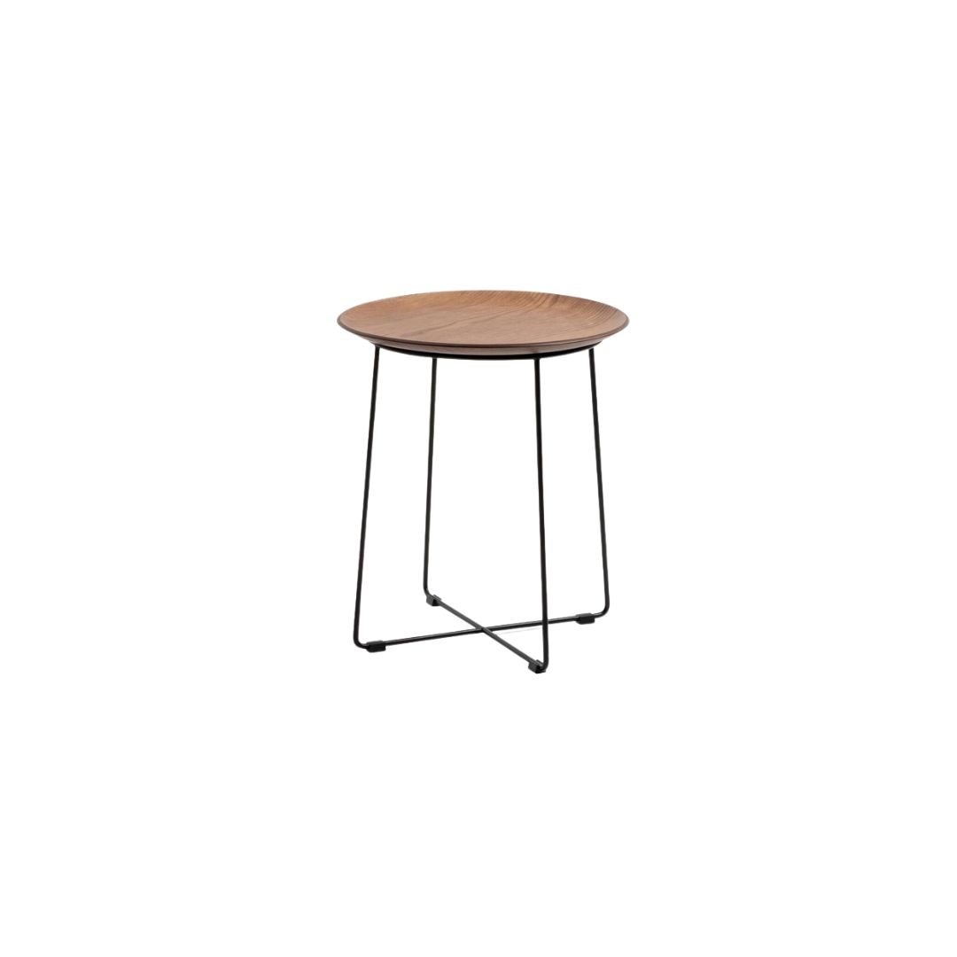 1 AL Wood Table - Slatted Ash Dark Wood, Black Frame - Image 1