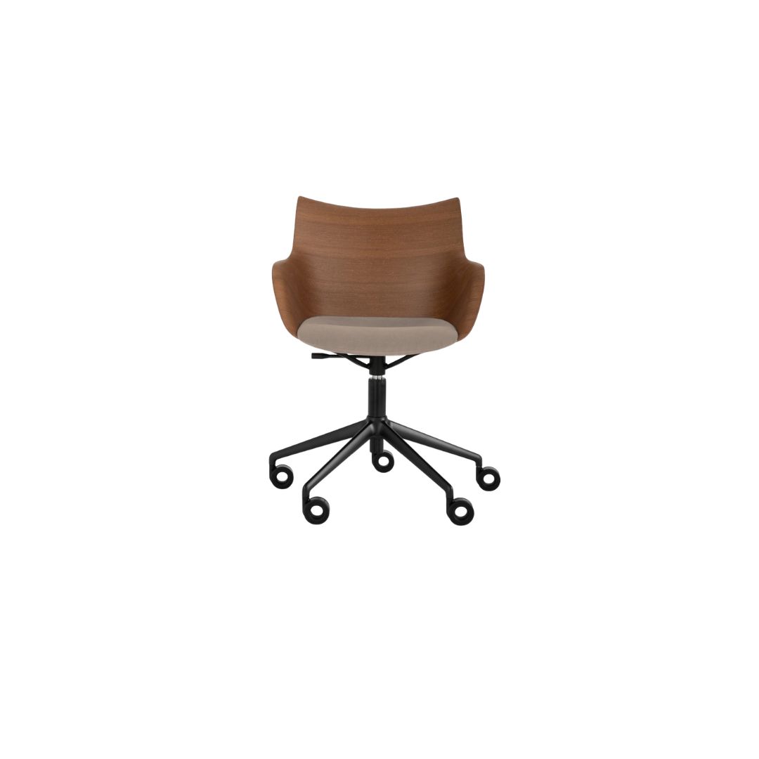 1 Q/Wood Swivel Soft Version Chair - Dark Wood/Light Brown/Black - Image 1