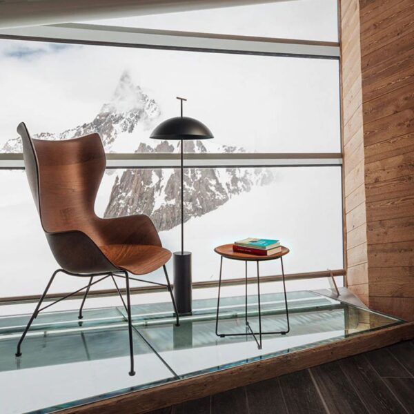 AL Wood Table - Slatted Ash Dark Wood, Black Frame - Image 2