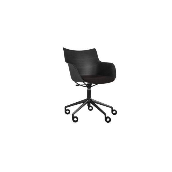 Q/Wood Swivel Soft Version Chair - Black Wood/Black/Black - Image 3