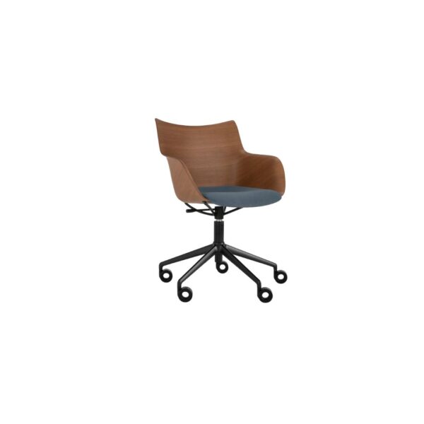 Q/Wood Swivel Soft Version Chair - Dark Wood/Light Blue/Black - Image 3
