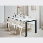 Four Ceramic 190x90CM Dining Table - White, Black - Image 3