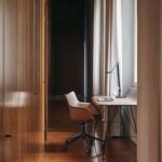 Q/Wood Swivel Soft Version Chair - Dark Wood/Light Blue/Black - Image 4